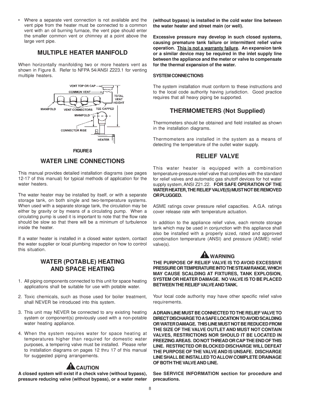 A.O. Smith SBD 30 150 Multiple Heater Manifold, Water Line Connections, Water Potable Heating Space Heating, Relief Valve 