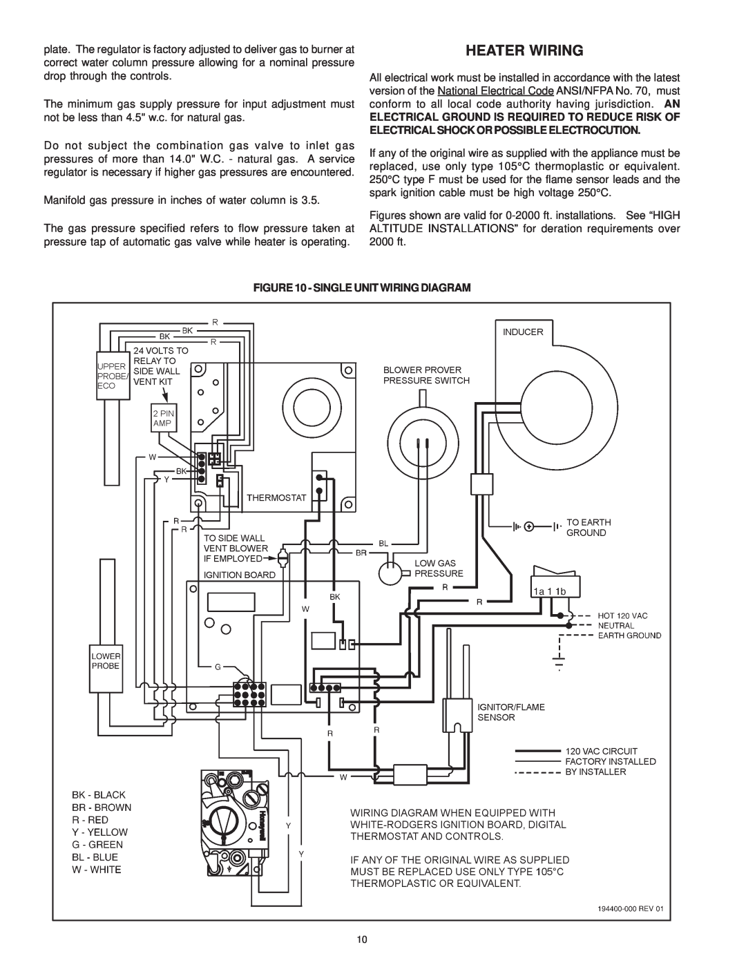 A.O. Smith SBD 30 150 warranty Heater Wiring, Single Unit Wiring Diagram 