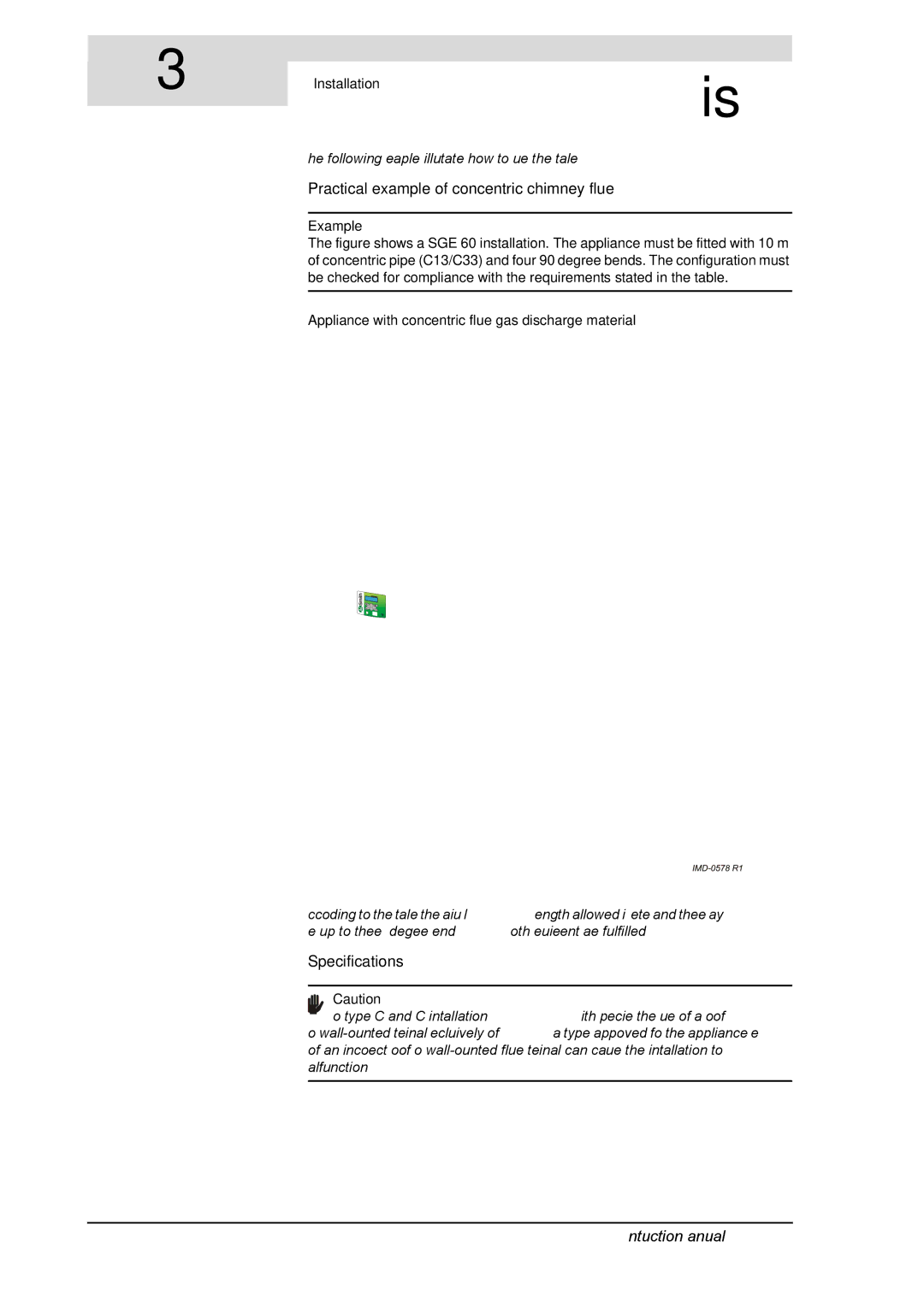 A.O. Smith SGE service manual Practical example of concentric chimney flue, Specifications 