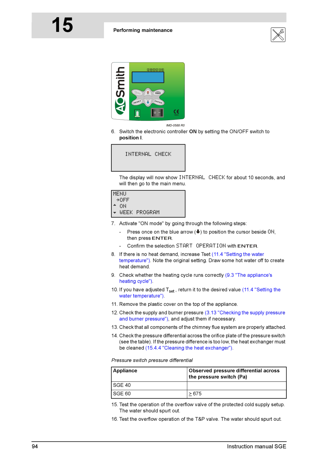 A.O. Smith SGE service manual Performing maintenance 