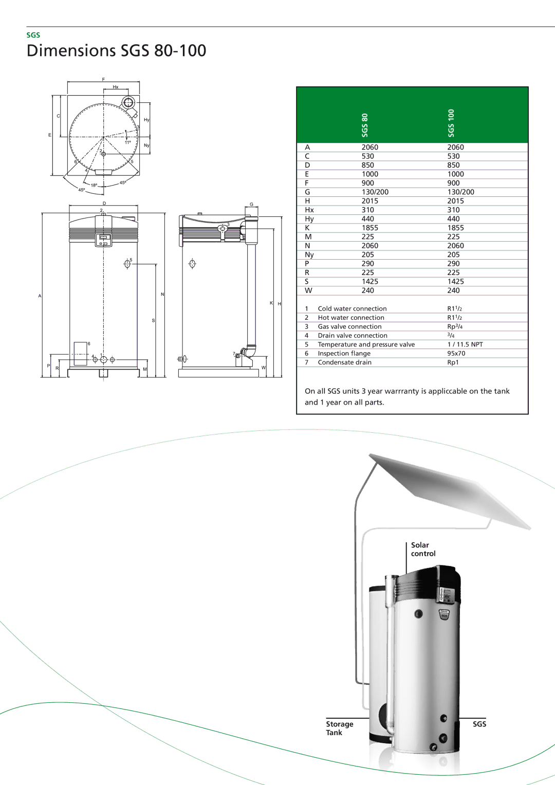 A.O. Smith SGS - 60, SGS - 50, SGS - 30, SGS - 28 manual Dimensions SGS 