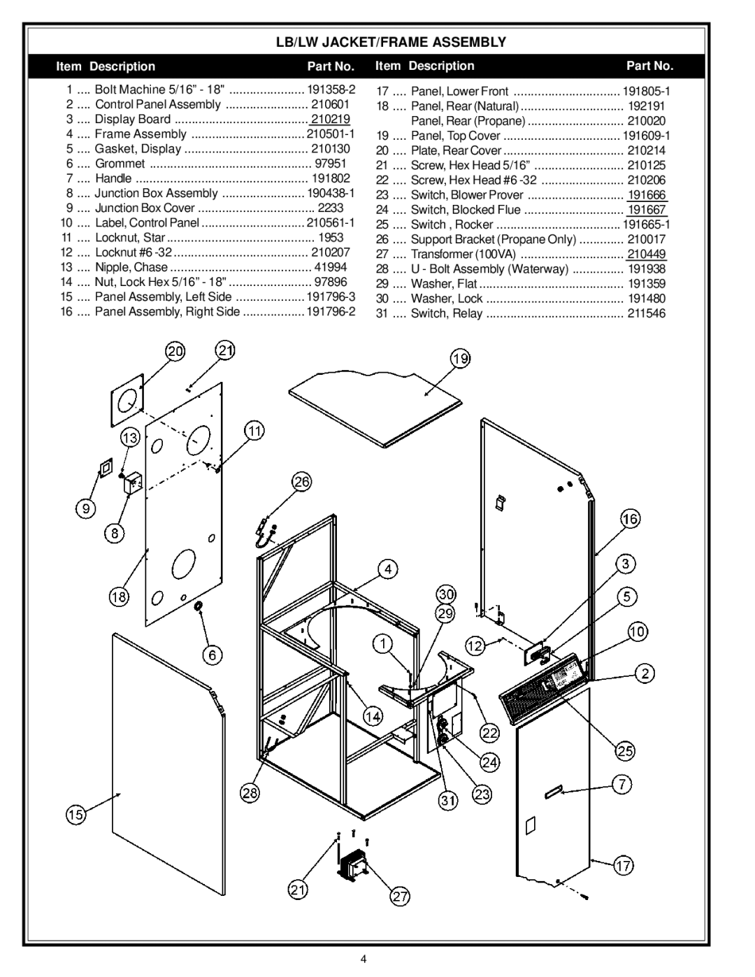 A.O. Smith SLB/LW:1000 manual LB/LW JACKET/FRAME Assembly, Description 