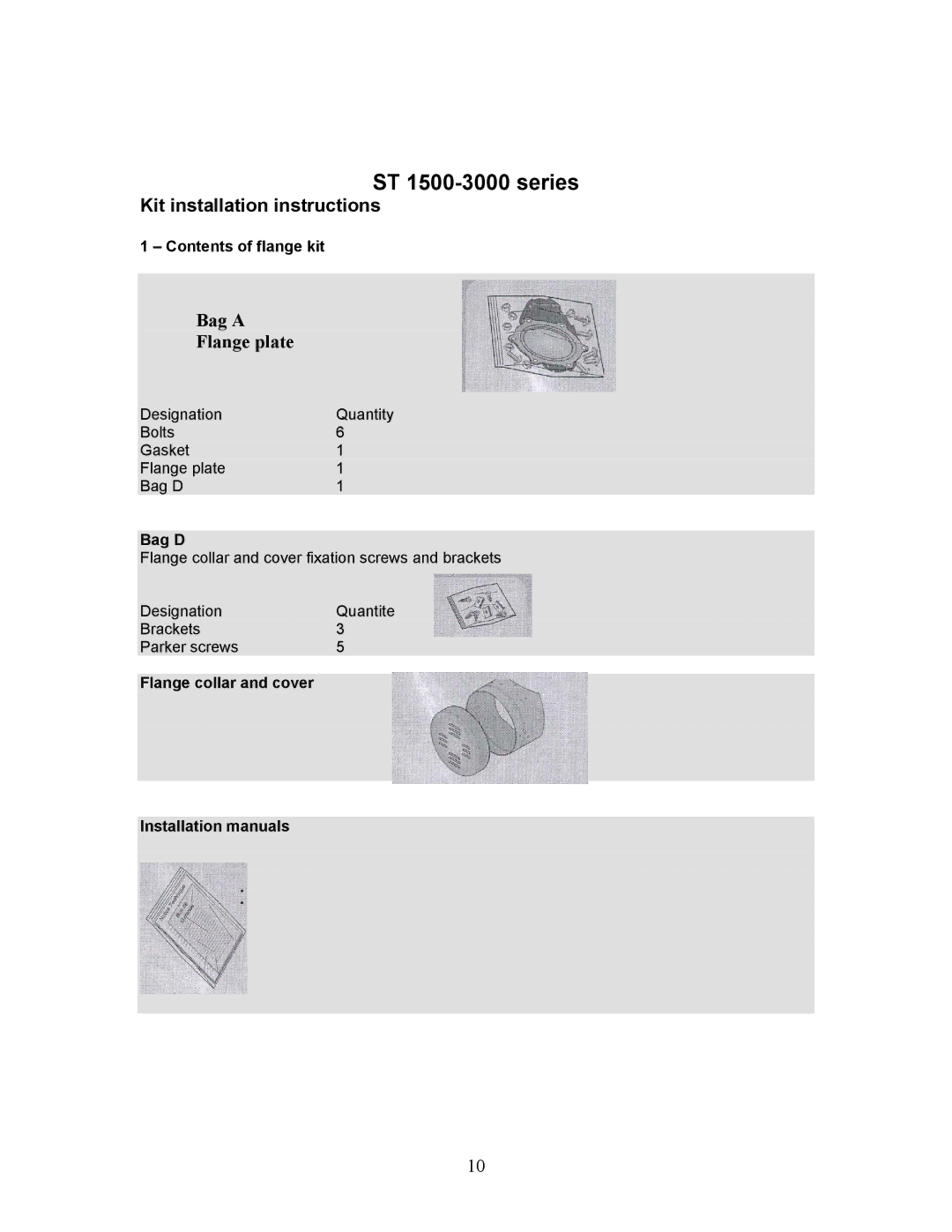 A.O. Smith ST 3000 installation instructions ST 1500-3000 series, Bag a Flange plate 