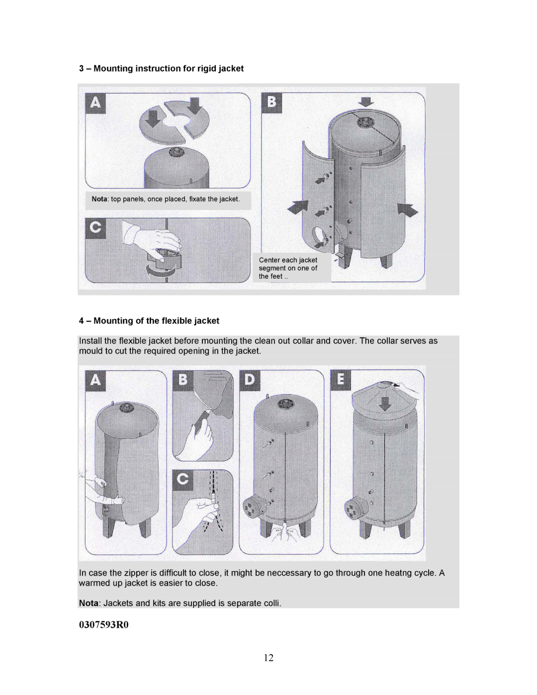 A.O. Smith ST 3000, ST 1500 installation instructions 0307593R0, Mounting instruction for rigid jacket 