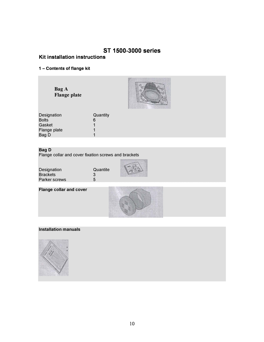 A.O. Smith ST 3000 Bag A Flange plate, ST 1500-3000series, Kit installation instructions 