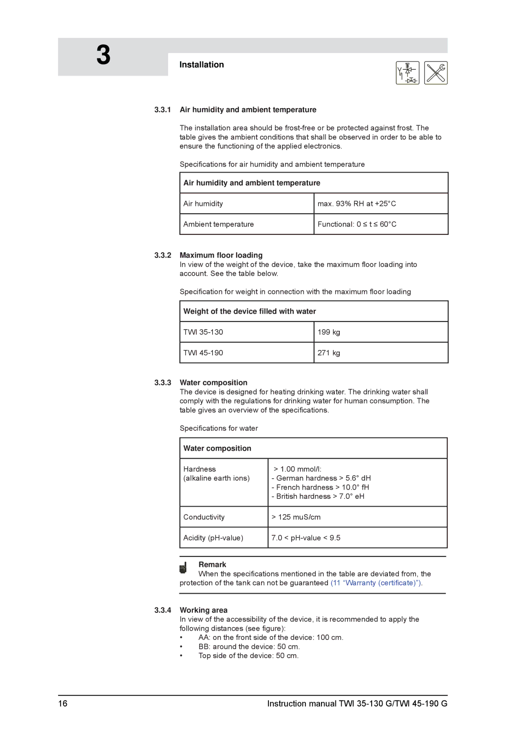 A.O. Smith TWI 45-190, TWI 35-130 service manual Installation 