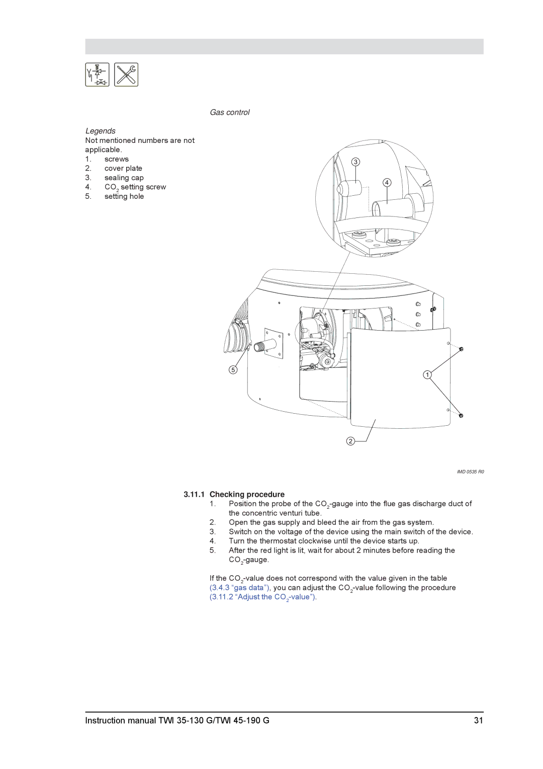 A.O. Smith TWI 35-130, TWI 45-190 service manual Gas control, Checking procedure 