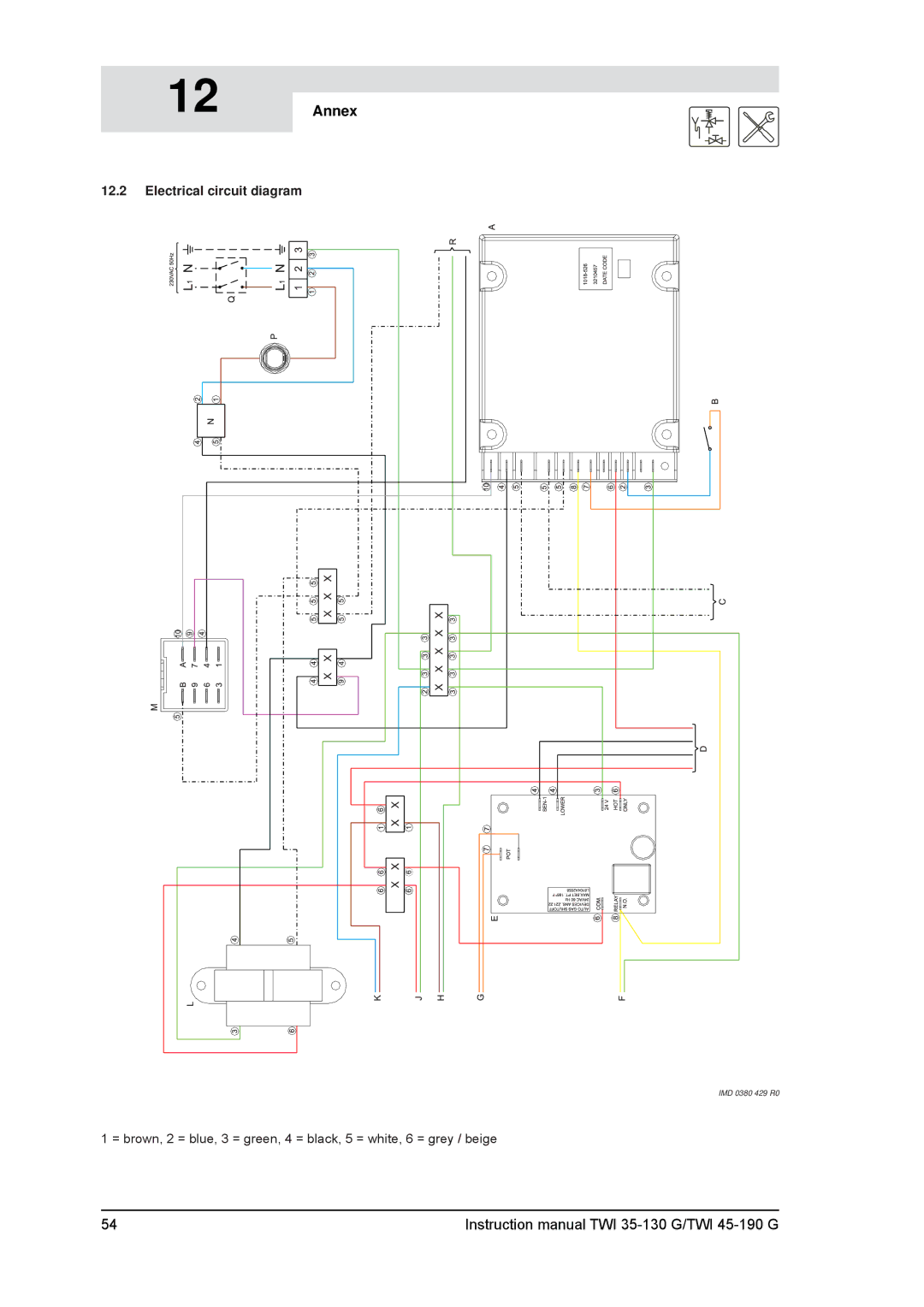 A.O. Smith TWI 45-190, TWI 35-130 service manual Annex, Electrical circuit diagram 