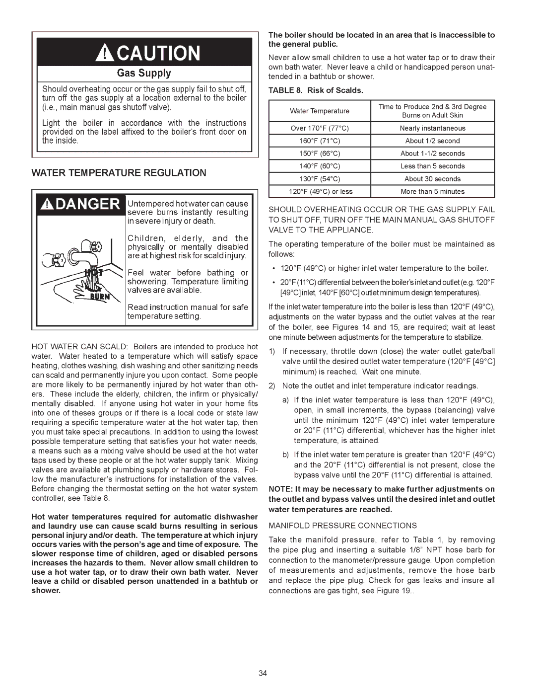 A.O. Smith VB/VW- 1000, VB/VW- 750 instruction manual Water Temperature Regulation, Risk of Scalds 