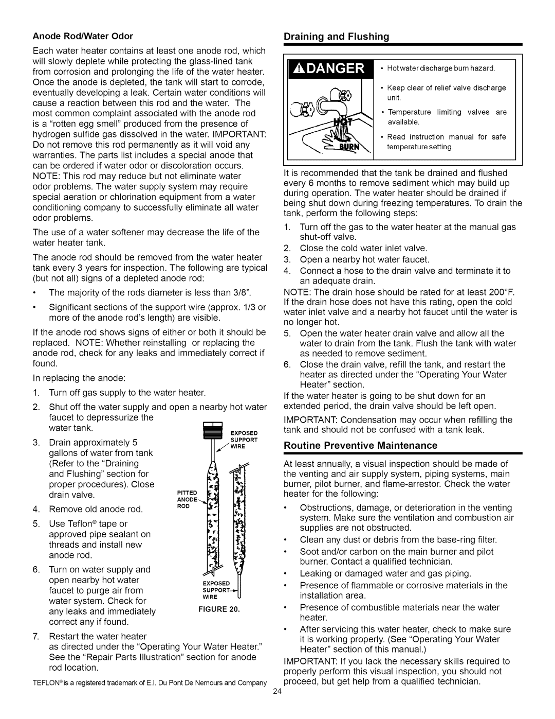 A.O. Smith Water Heater Anode Rod/Water Odor, Draining and Flushing, Routine Preventive Maintenance 