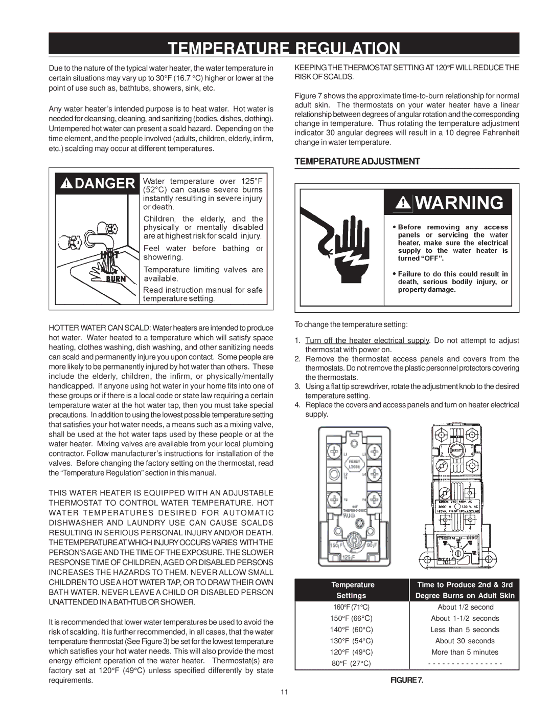 A.O. Smith WATER HEATERS instruction manual Temperature Regulation, Temperatureadjustment 