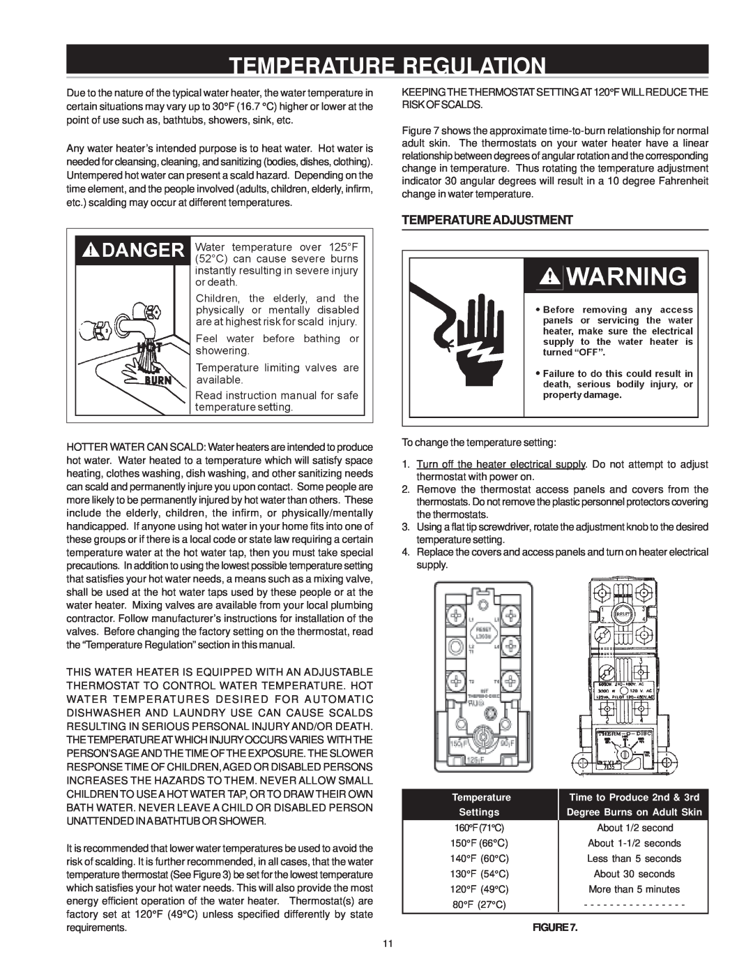 A.O. Smith WATER HEATERS instruction manual Temperature Regulation, Temperatureadjustment, Time to Produce 2nd & 3rd 