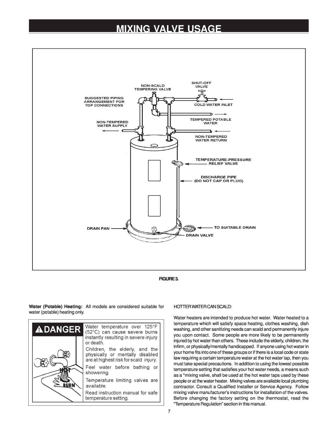 A.O. Smith WATER HEATERS instruction manual Mixing Valve Usage 