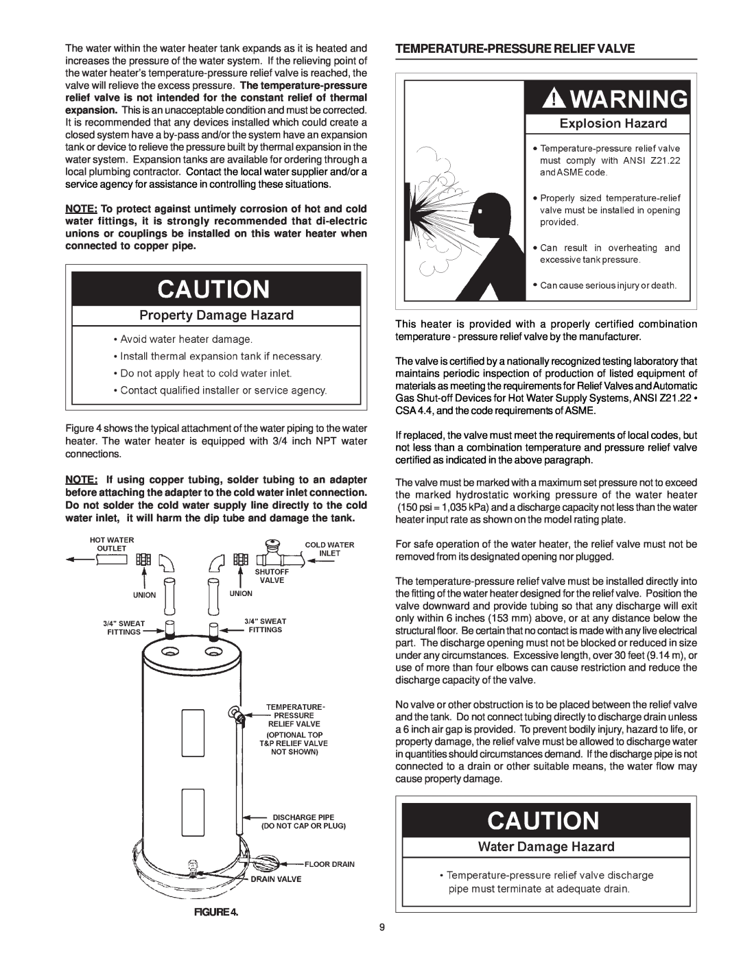 A.O. Smith WATER HEATERS instruction manual Temperature-Pressurerelief Valve 