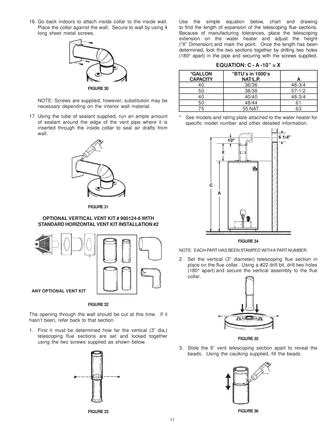 A.O. Smith GDVH, XDVS, GDVS owner manual Equation C a -10 =, Gallon 