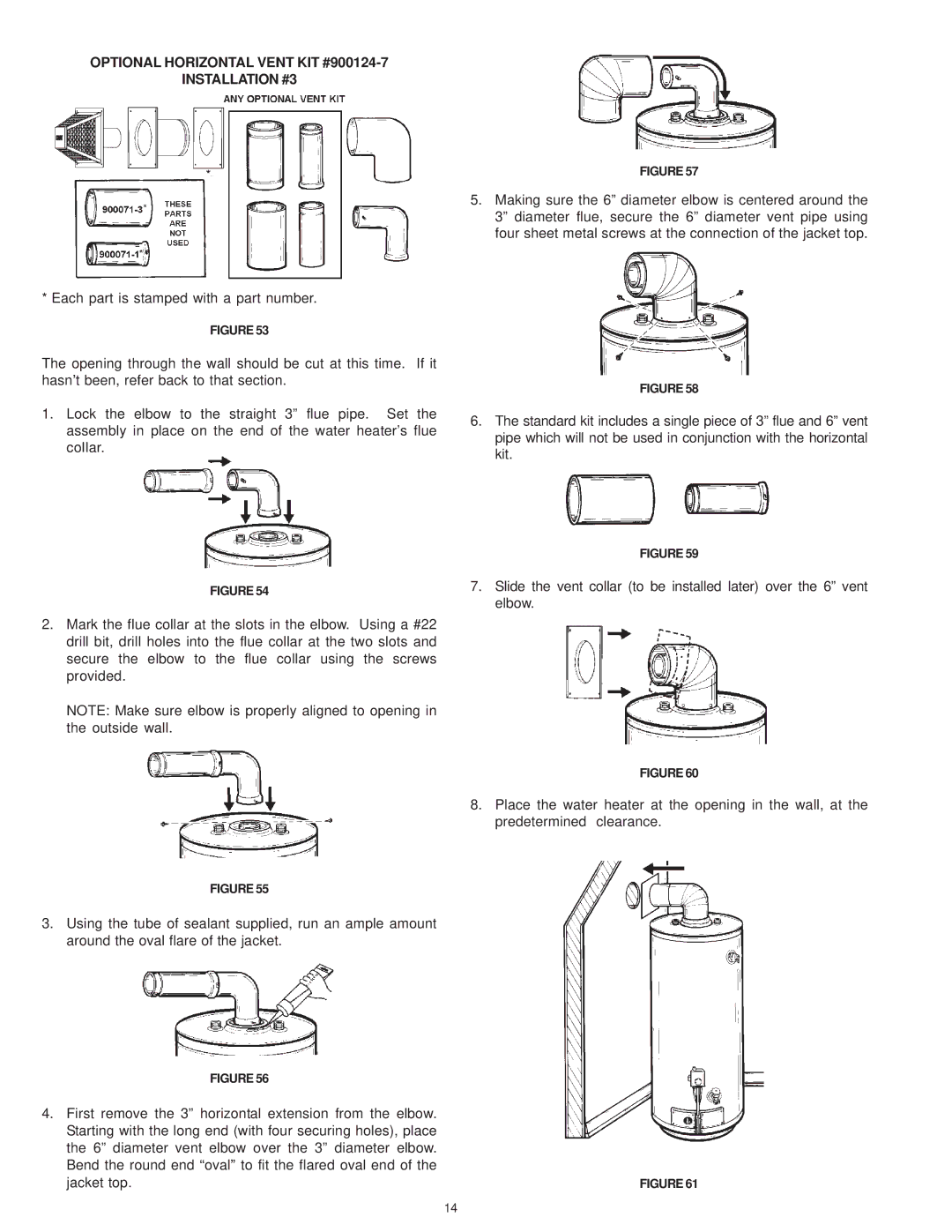 A.O. Smith GDVH, XDVS, GDVS owner manual Optional Horizontal Vent KIT #900124-7 Installation #3 