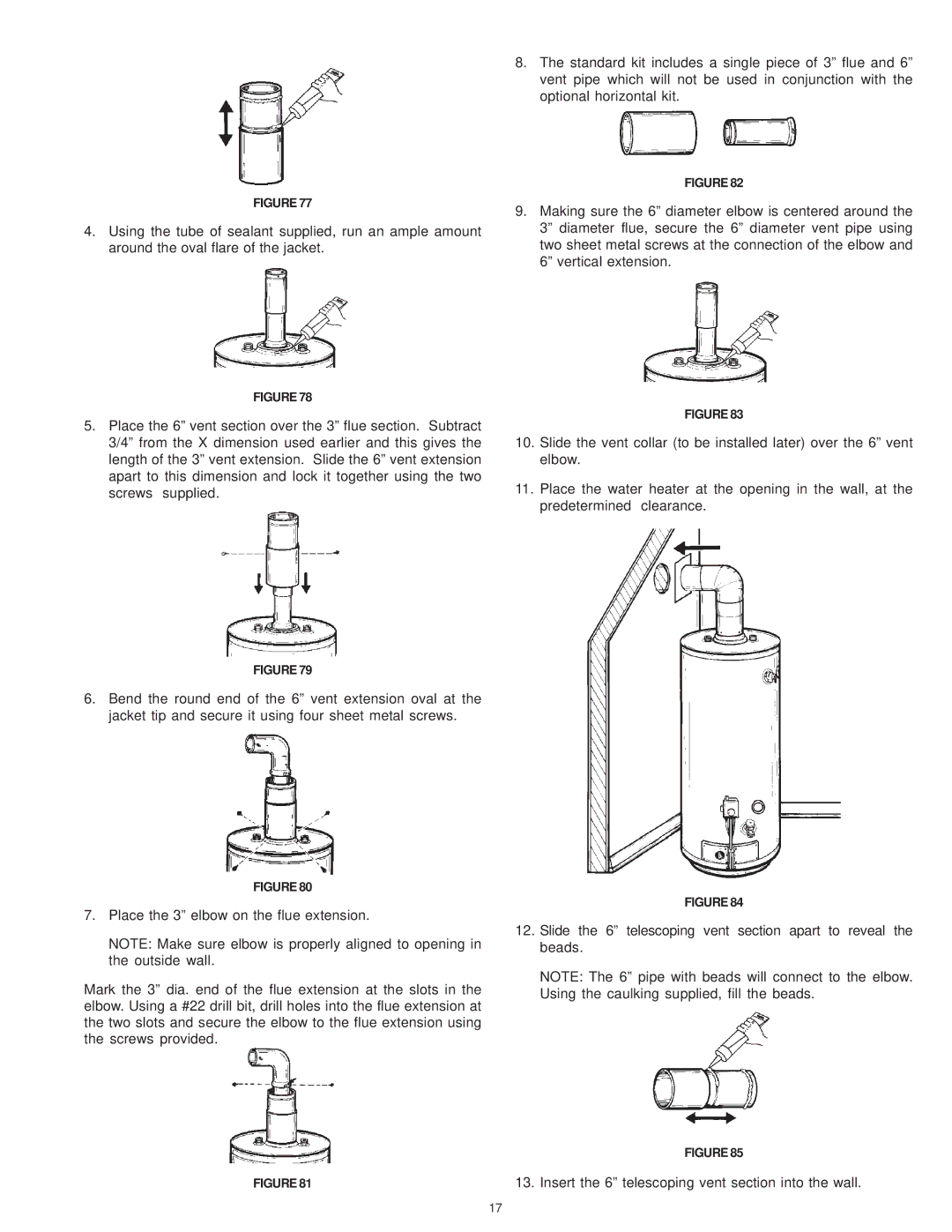 A.O. Smith GDVH, XDVS, GDVS owner manual Insert the 6 telescoping vent section into the wall 