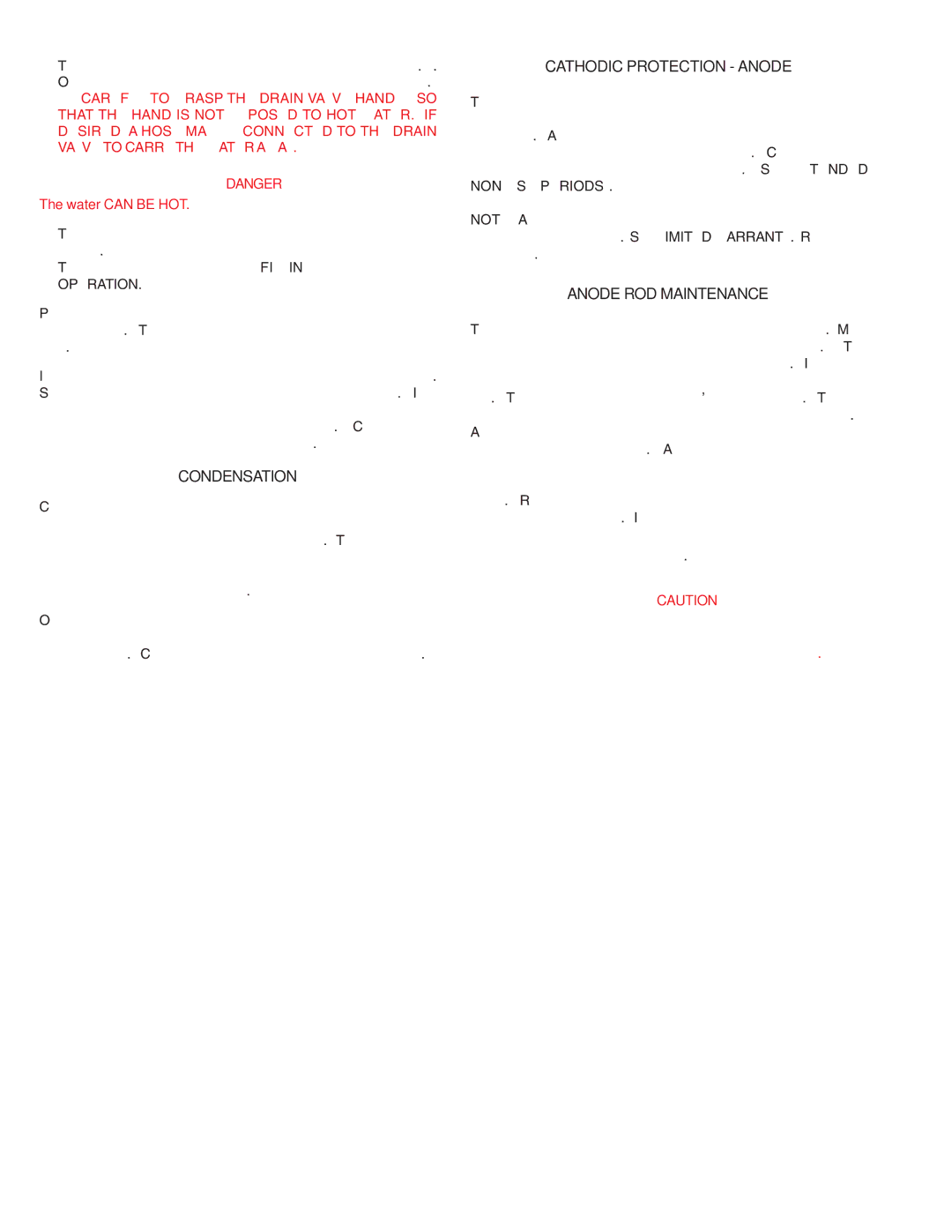 A.O. Smith GDVS, XDVS, GDVH owner manual Condensation, Cathodic Protection Anode, Anode ROD Maintenance 