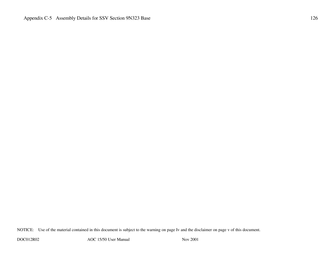 AOC 15 user manual Appendix C-5 Assembly Details for SSV N323 Base 126 