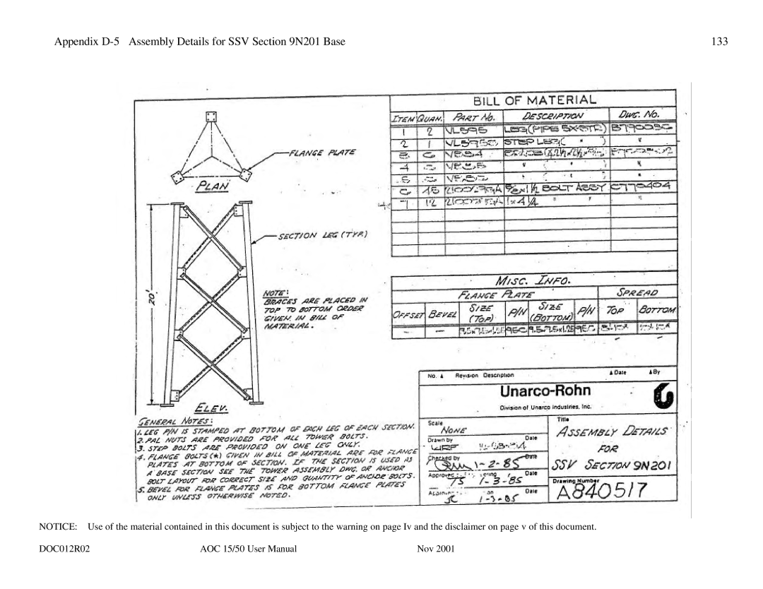 AOC 15 user manual Appendix D-5 Assembly Details for SSV N201 Base 133 