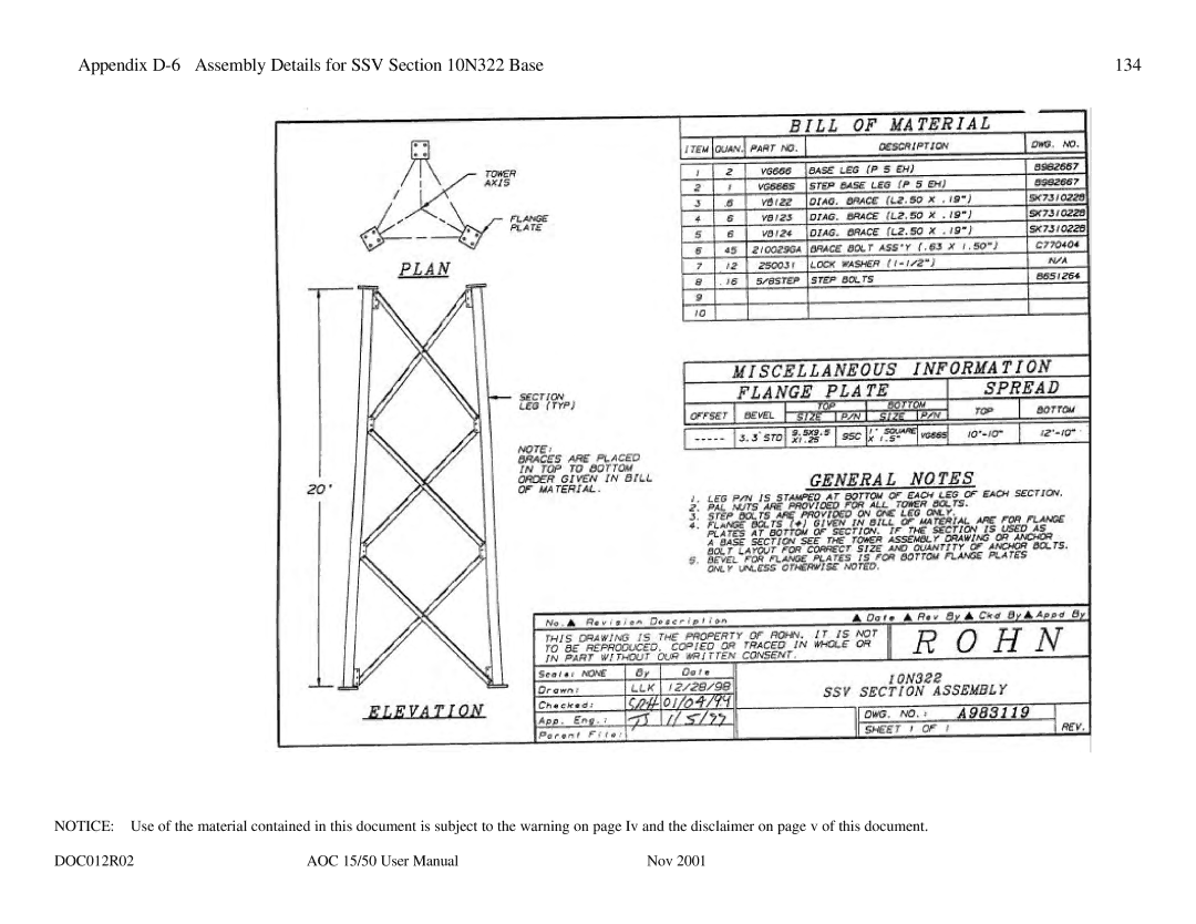 AOC 15 user manual Appendix D-6 Assembly Details for SSV N322 Base 134 