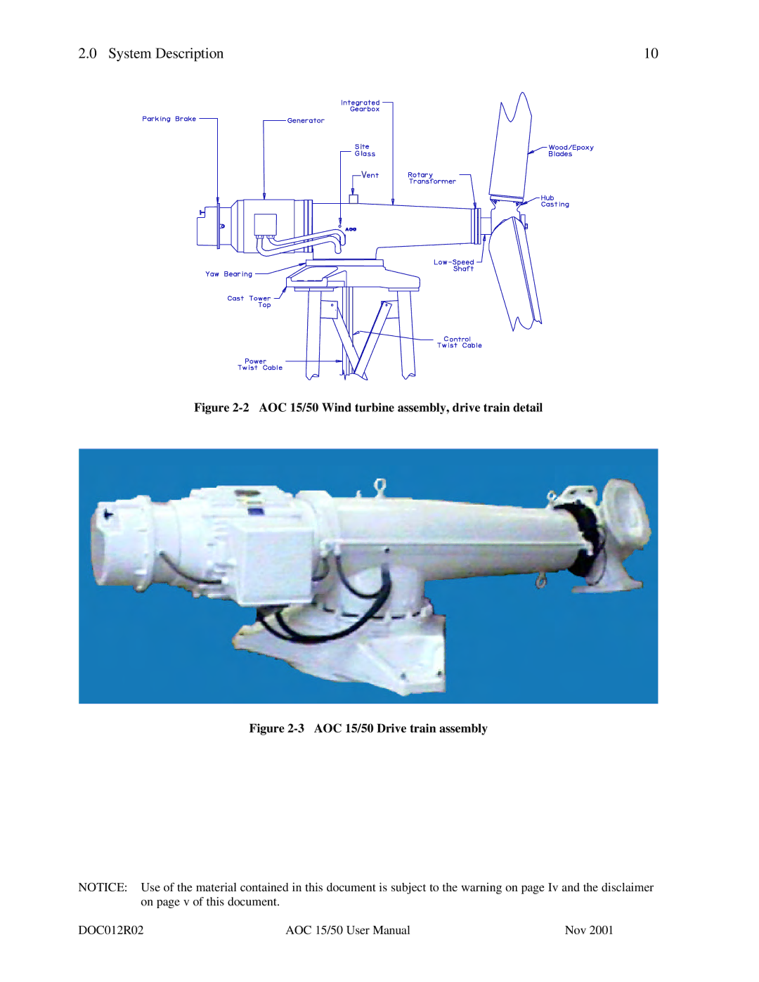 AOC user manual AOC 15/50 Wind turbine assembly, drive train detail 