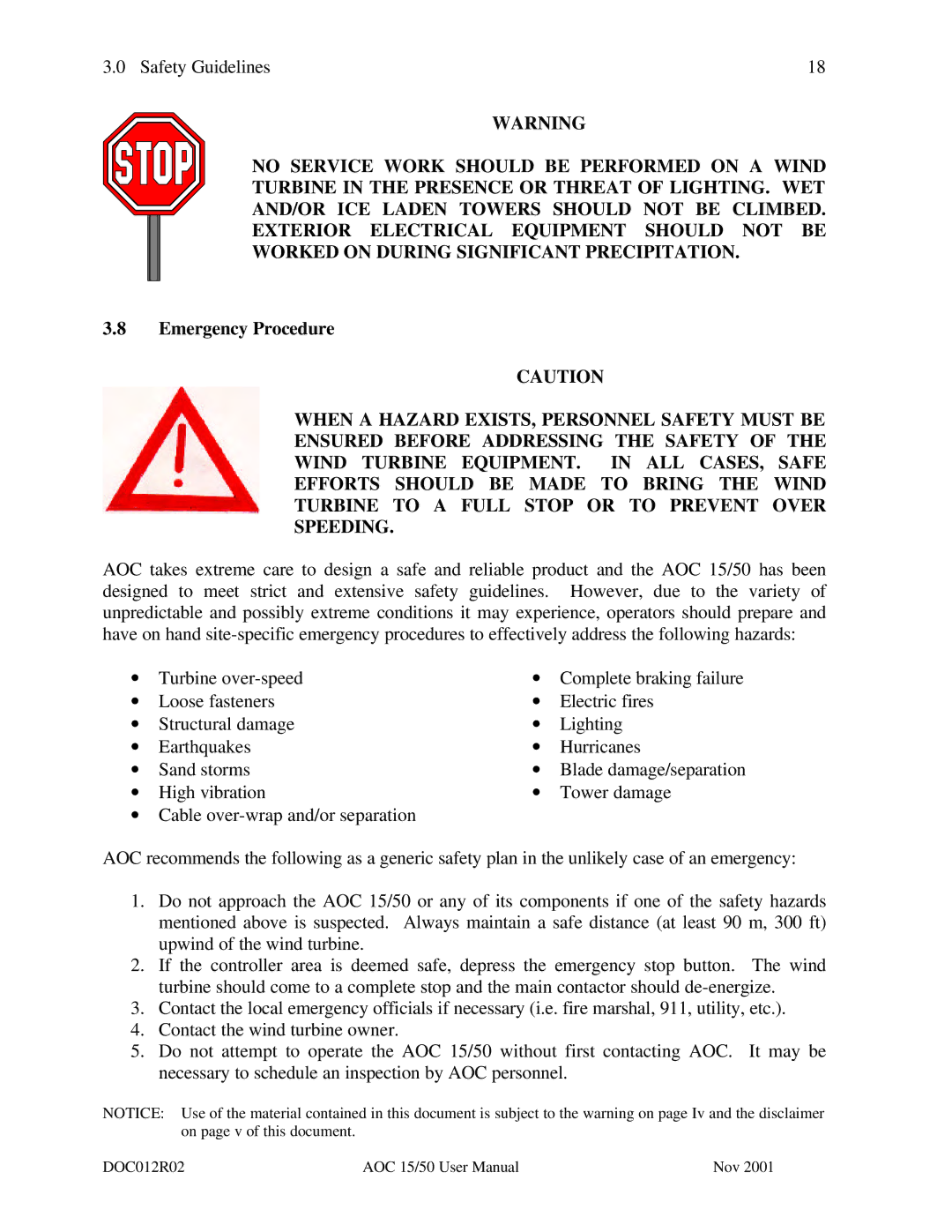 AOC 15 user manual Emergency Procedure 