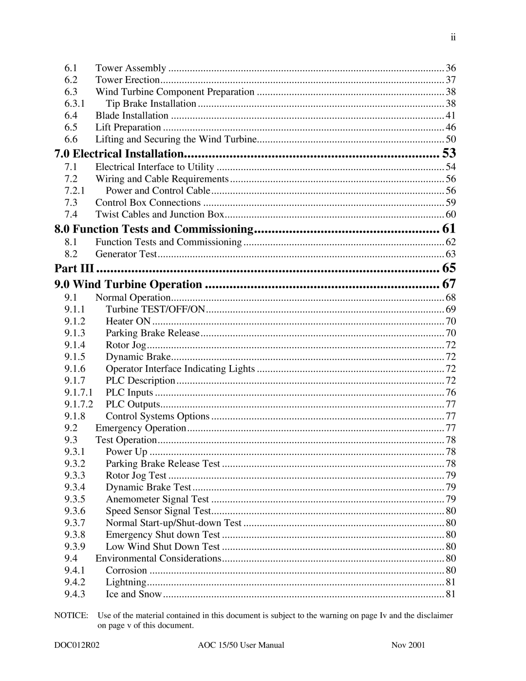 AOC 15 user manual Electrical Installation, Part 