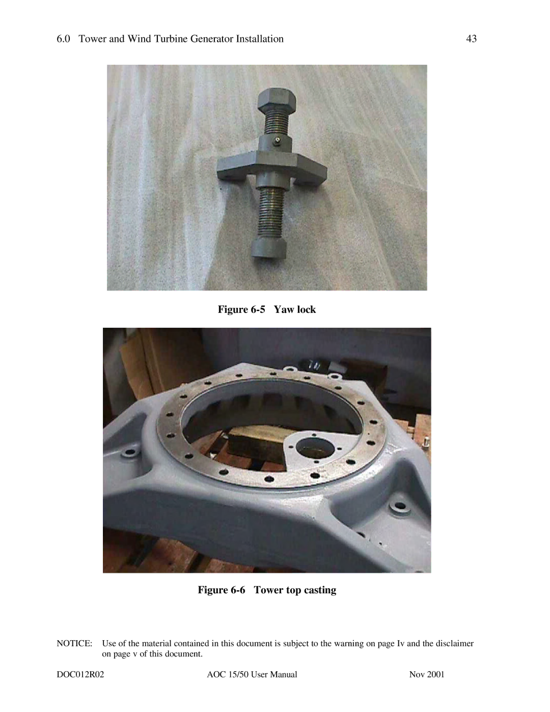 AOC 15 user manual Tower top casting 