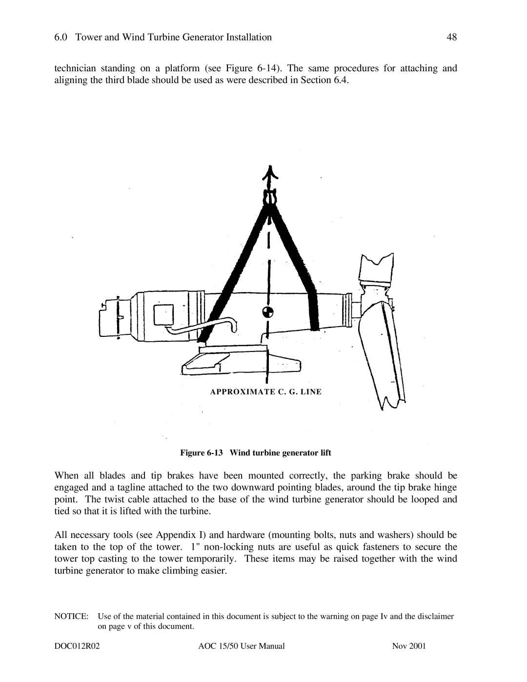 AOC 15 user manual Wind turbine generator lift 