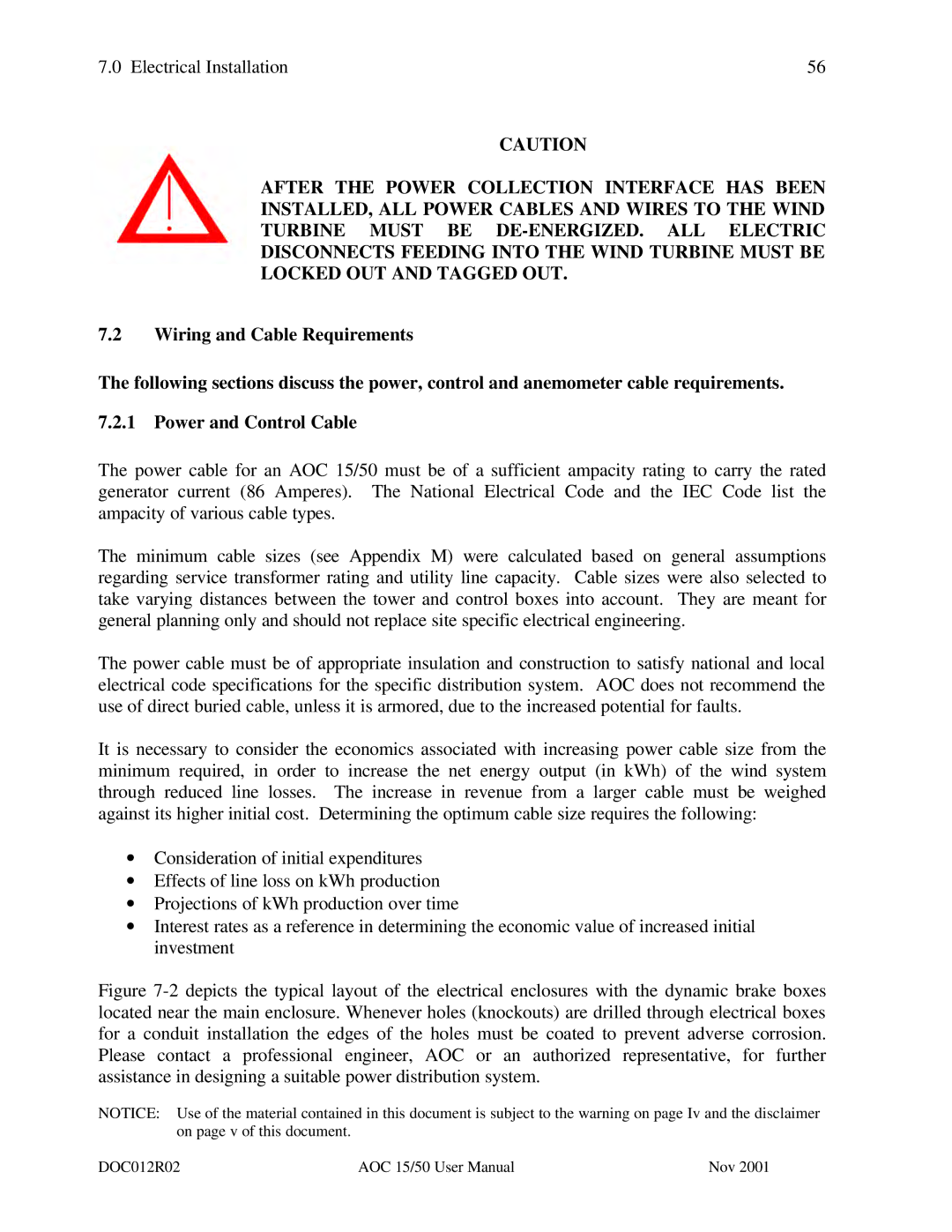 AOC 15 user manual Electrical Installation 