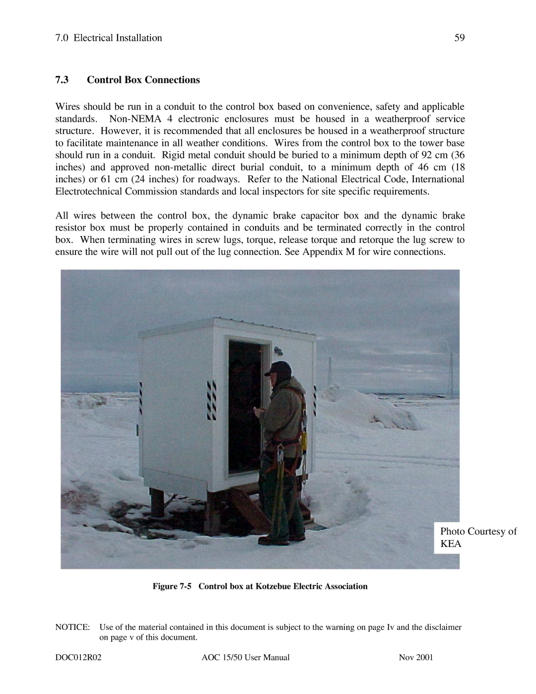 AOC 15 user manual Control Box Connections, Control box at Kotzebue Electric Association 