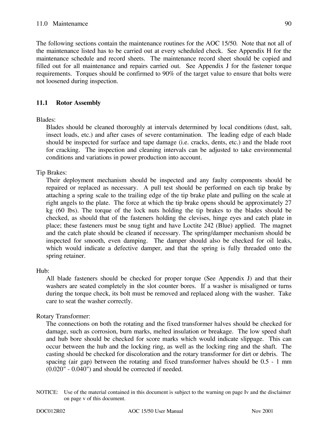 AOC 15 user manual Rotor Assembly 