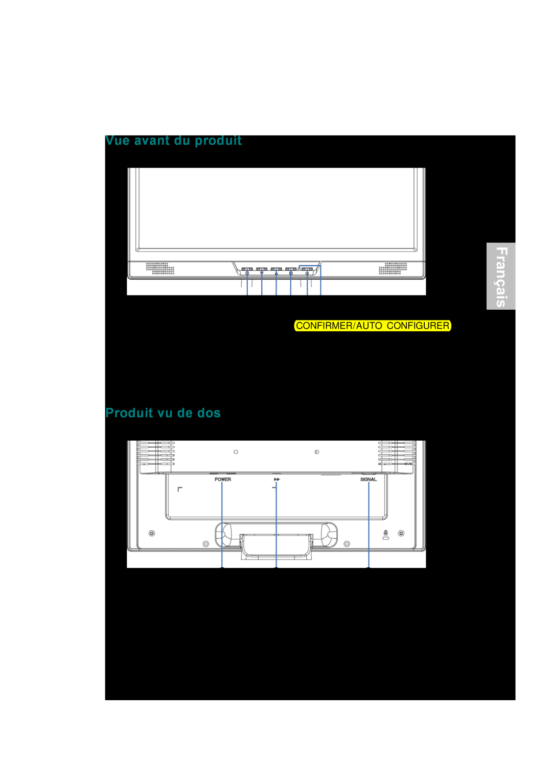 AOC 177Sa-1 manual Vue avant du produit, Produit vu de dos, Français 