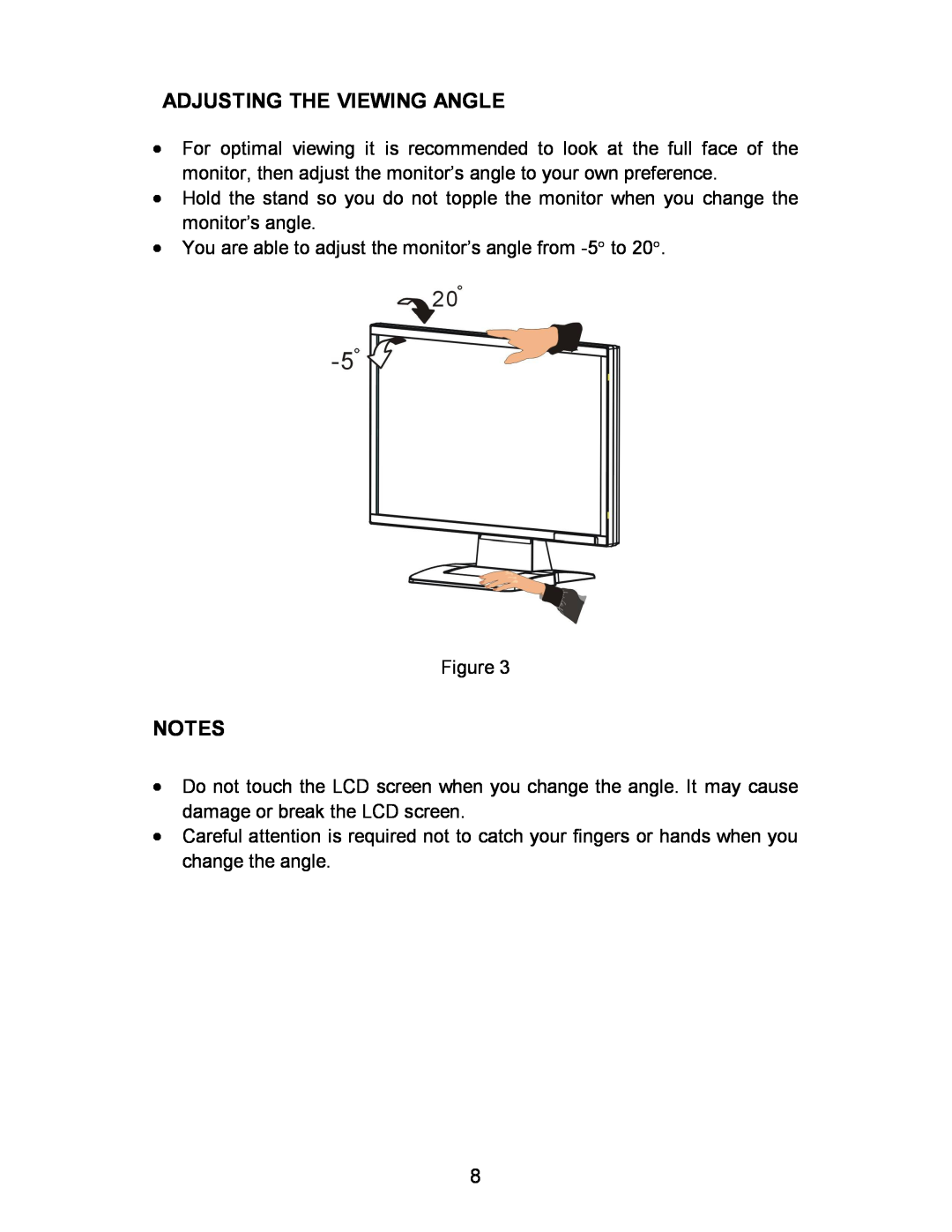 AOC 193FWK manual Adjusting The Viewing Angle 