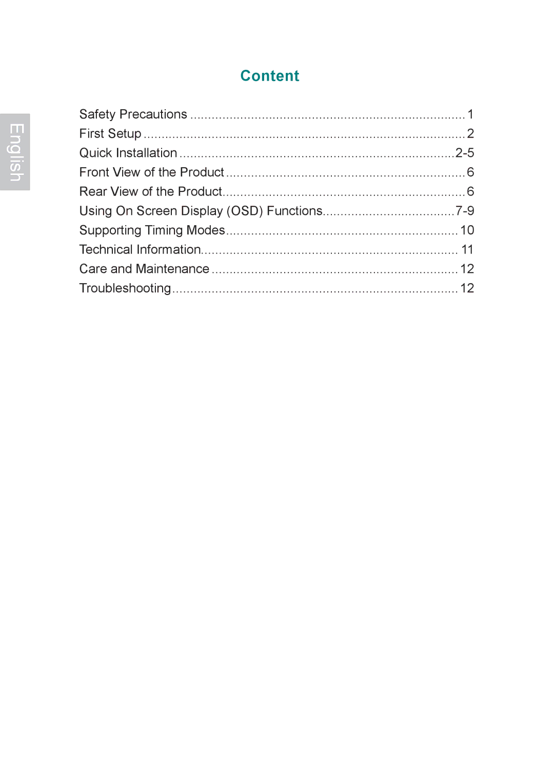 AOC 197Va1 manual Content 