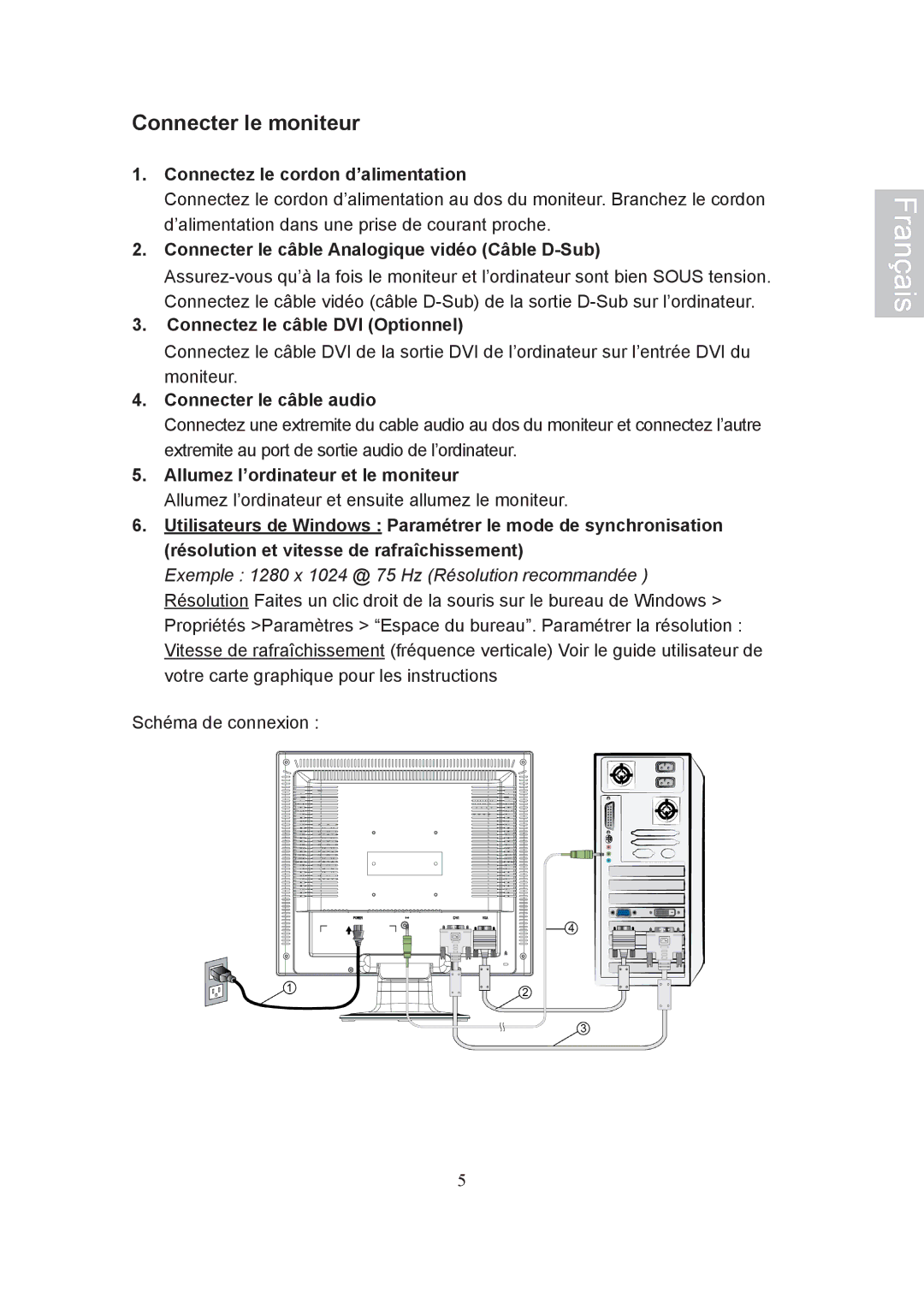 AOC 197Va1 manual Connecter le moniteur 