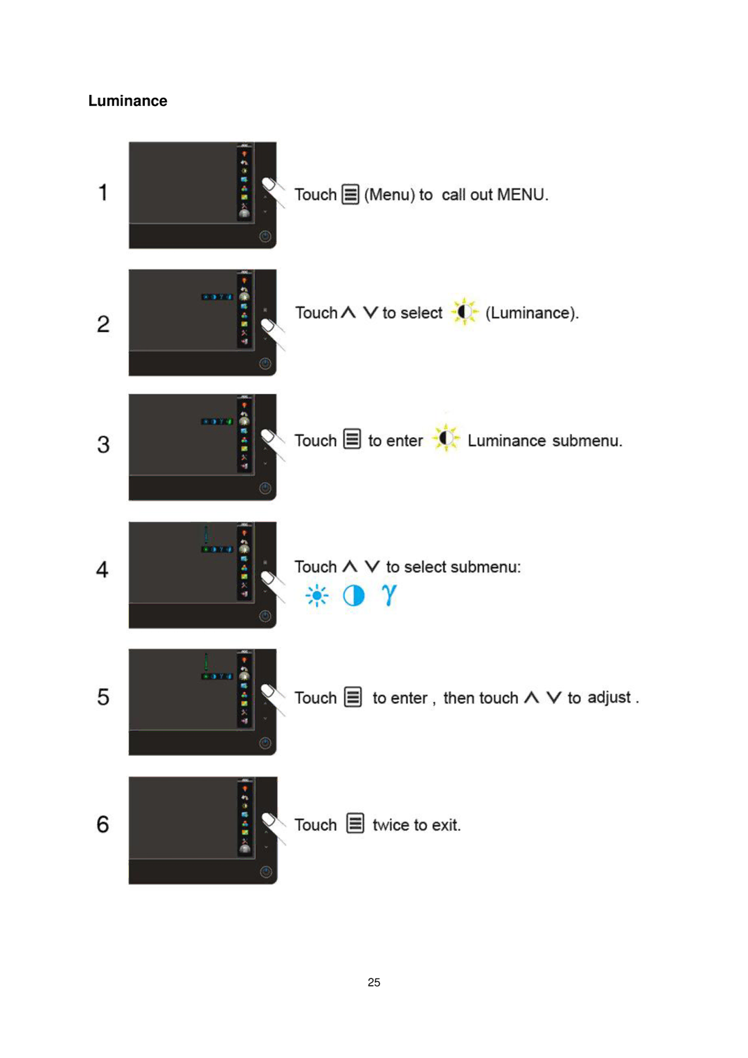 AOC 2036S manual Luminance 