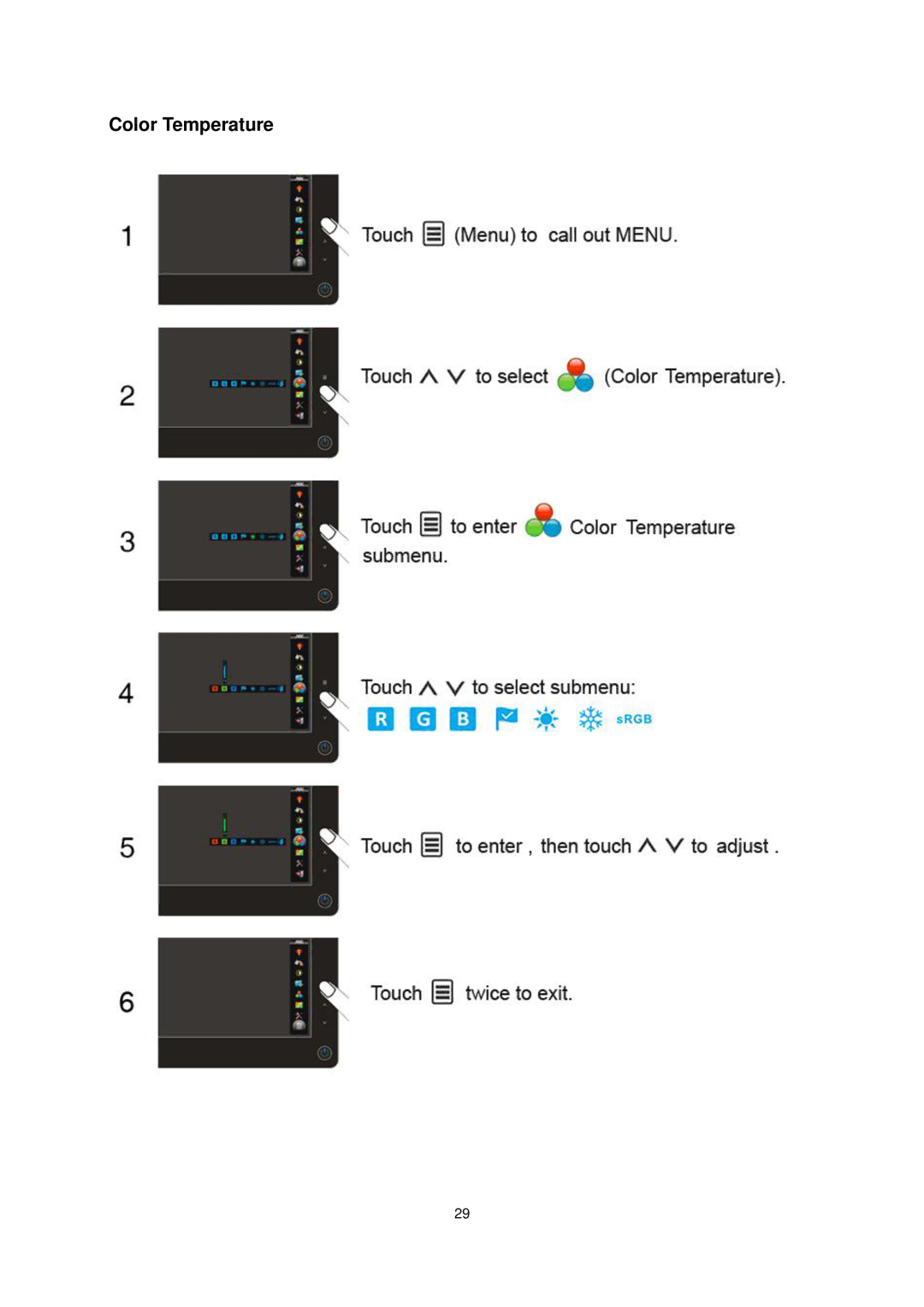 AOC 2036S manual Color Temperature 