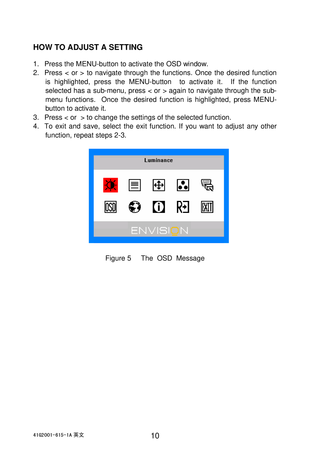 AOC 203P manual HOW to Adjust a Setting, OSD Message 