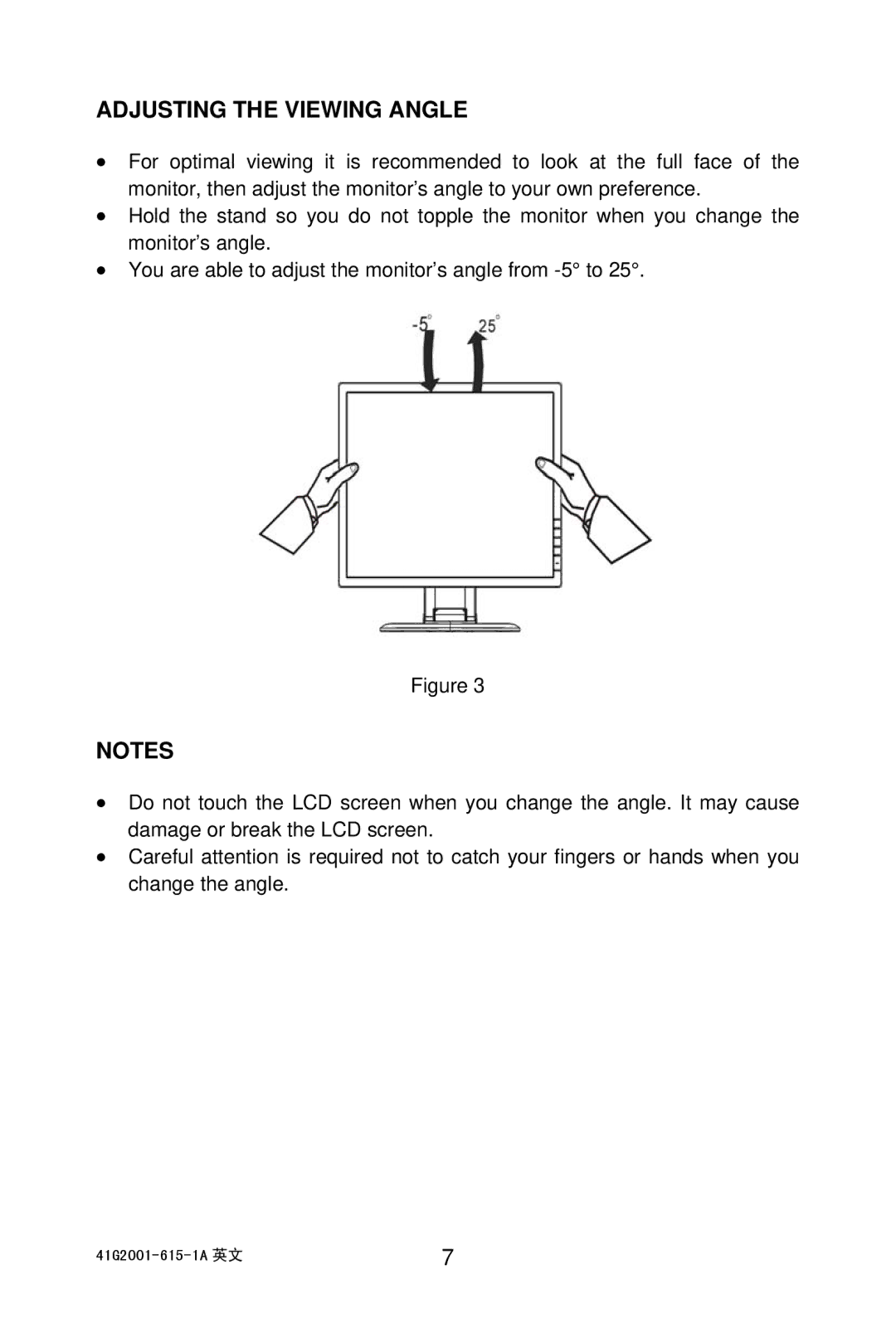 AOC 203P manual Adjusting the Viewing Angle 