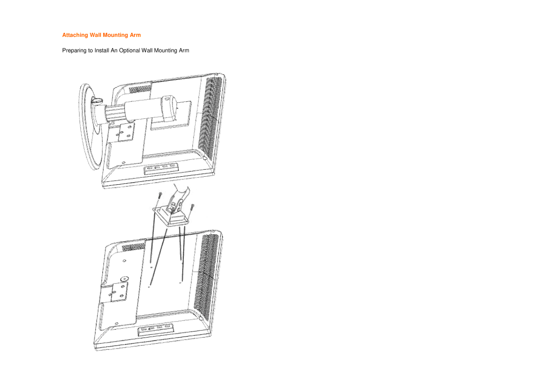 AOC 2217PWC user manual Attaching Wall Mounting Arm 