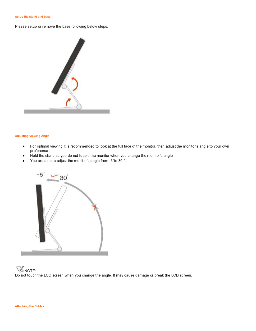 AOC 2218PH user manual Please setup or remove the base following below steps 