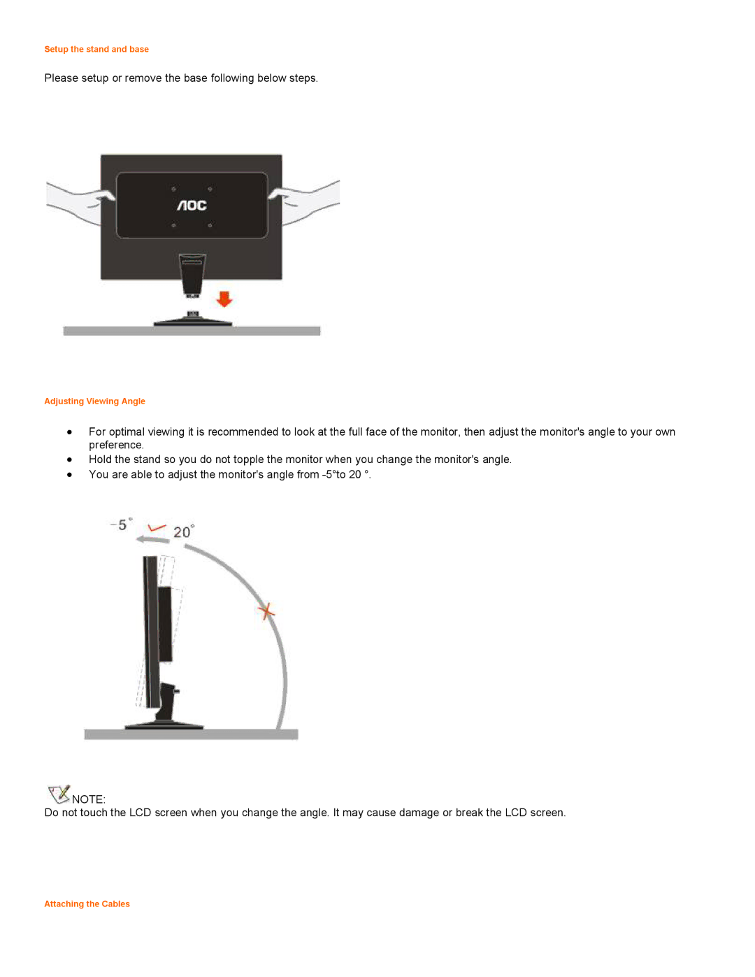 AOC 2230 user manual Please setup or remove the base following below steps 