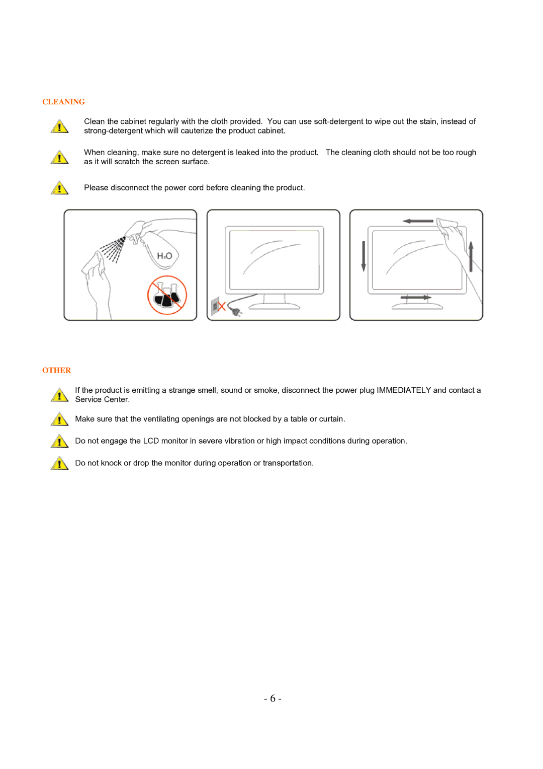 AOC 2236SWA manual Cleaning 