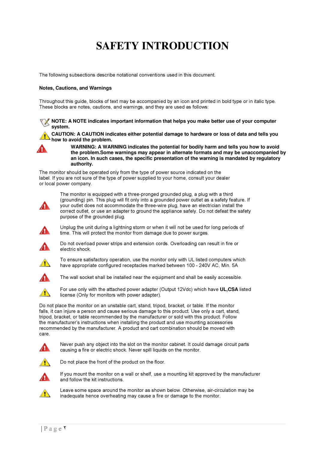 AOC 2236VWA manual Safety Introduction 