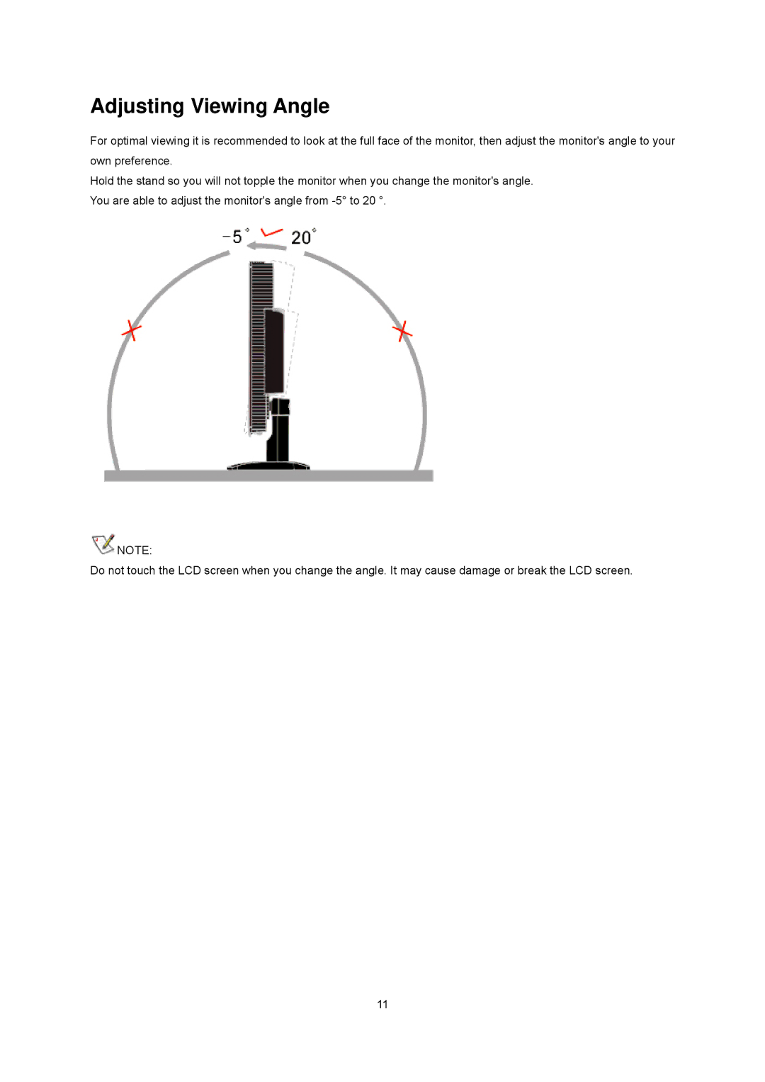 AOC 2341VG manual Adjusting Viewing Angle 