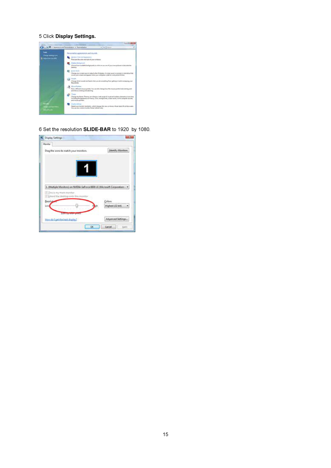 AOC 2341VG manual Click Display Settings 