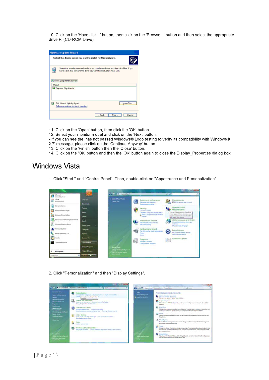 AOC 2436SWA manual Windows Vista 