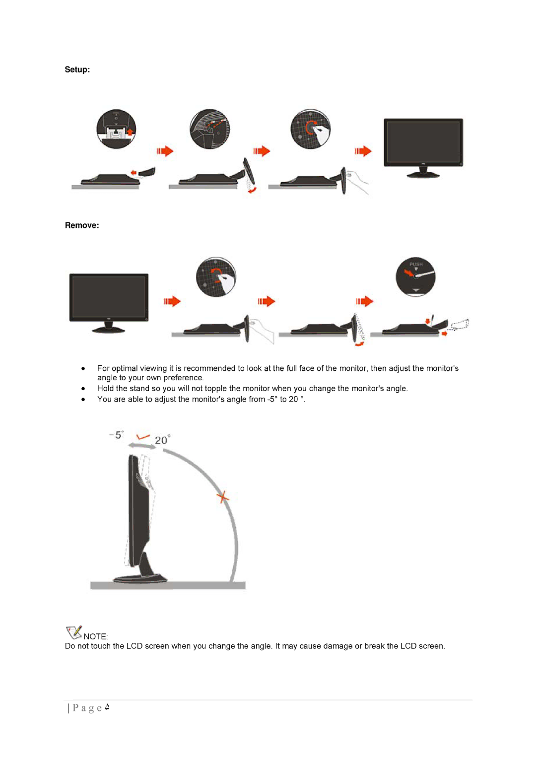 AOC 2436SWA manual Setup Remove 